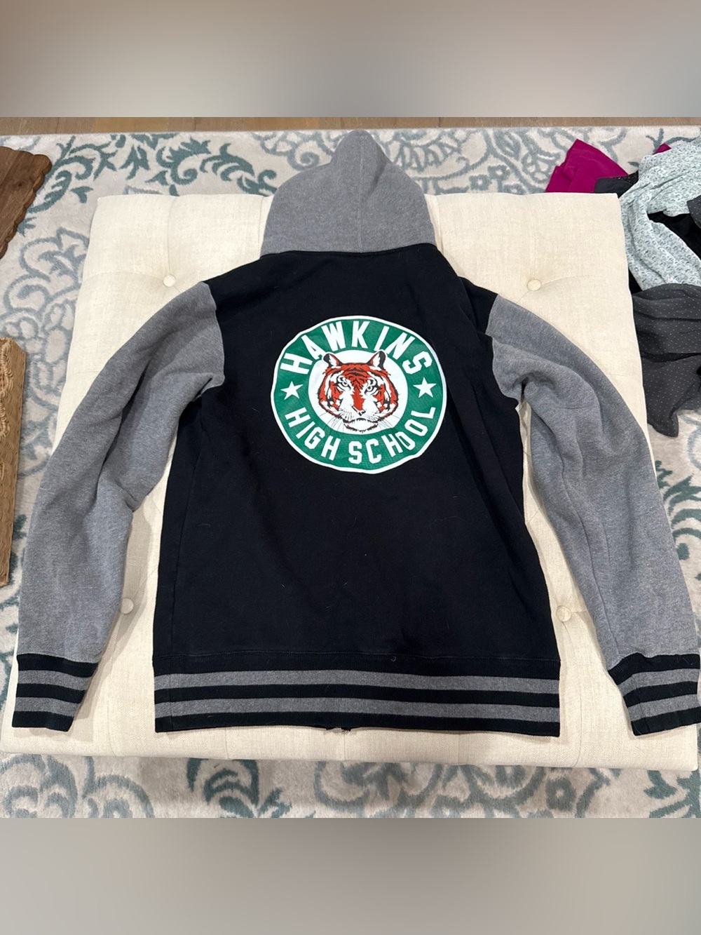 Hawkins High School Black and Gray Hooded Jacket